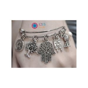 Handcreated Jewish Pearl Stainless Steel Charm Bracelet Expandable